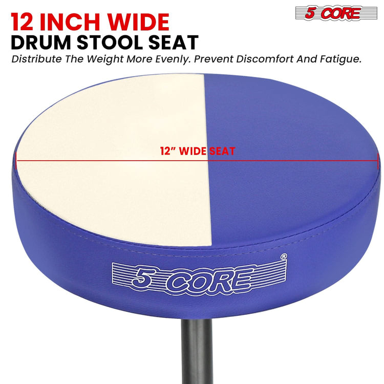 5 Core Drum Throne 3" Thick Padded Comfortable Guitar Stool Drummer Chair Adjustable Musician Seat-3