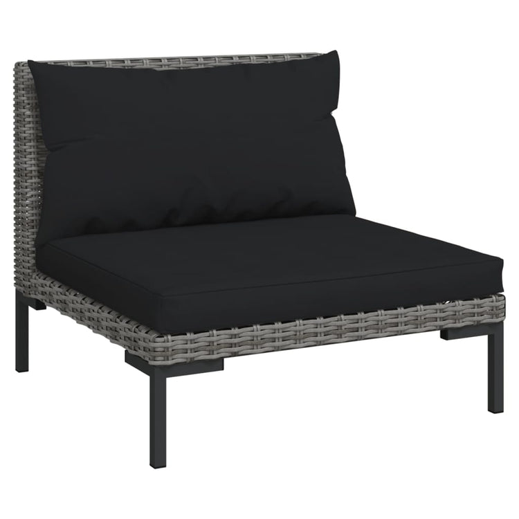 vidaXL 7 Piece Patio Lounge Set with Cushions Poly Rattan Dark Gray-1