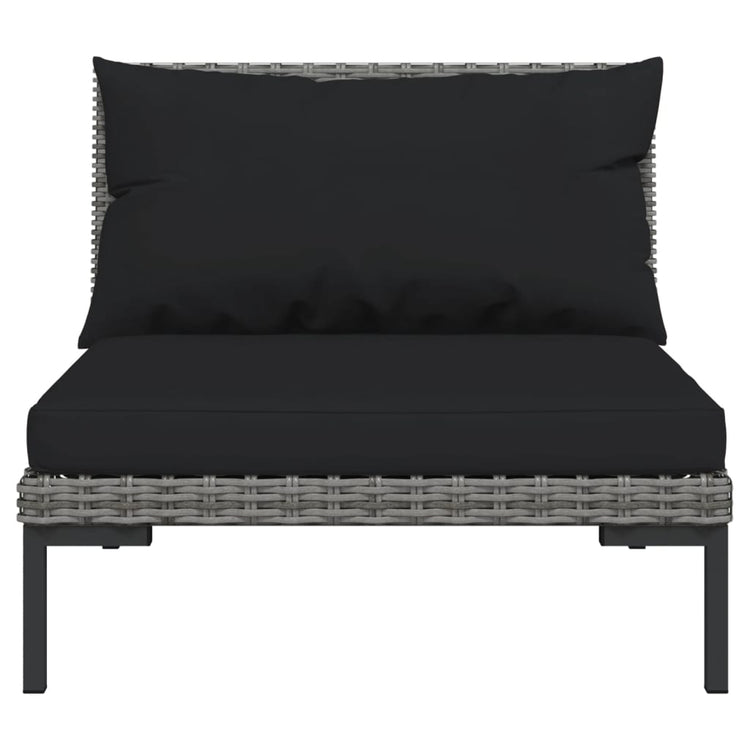 vidaXL 7 Piece Patio Lounge Set with Cushions Poly Rattan Dark Gray-2