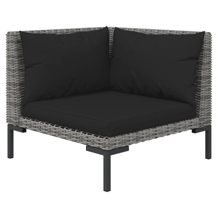 vidaXL 7 Piece Patio Lounge Set with Cushions Poly Rattan Dark Gray-3