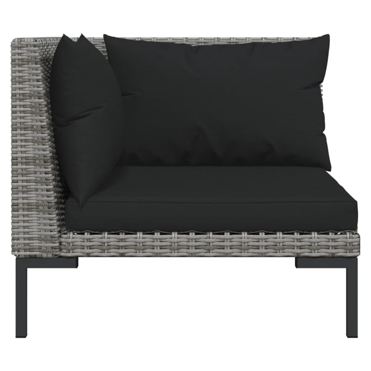 vidaXL 7 Piece Patio Lounge Set with Cushions Poly Rattan Dark Gray-4