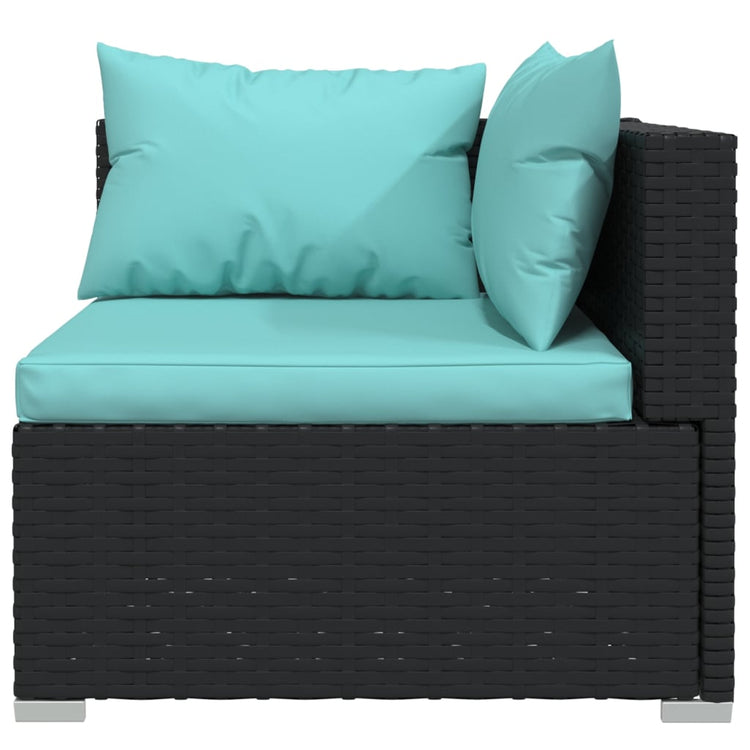 vidaXL 9 Piece Patio Lounge Set with Cushions Poly Rattan Black-2