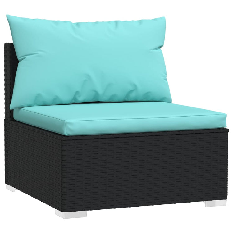 vidaXL 9 Piece Patio Lounge Set with Cushions Poly Rattan Black-3