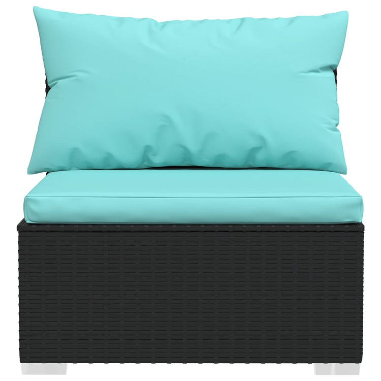 vidaXL 9 Piece Patio Lounge Set with Cushions Poly Rattan Black-4