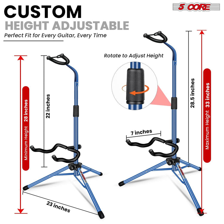 5 Core Guitar Stand Floor Adjustable Heavy Duty w Neck Holder for Acoustic Electric Classic Bass-1