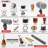 5Core Conga Mic Snare Tom Microphone Drum Kit Condenser XLR Instrument Mics GREY-2