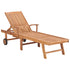 vidaXL Sun Lounger with Green Cushion Solid Teak Wood-0