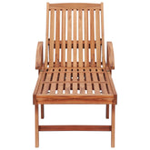 vidaXL Sun Lounger with Green Cushion Solid Teak Wood-3