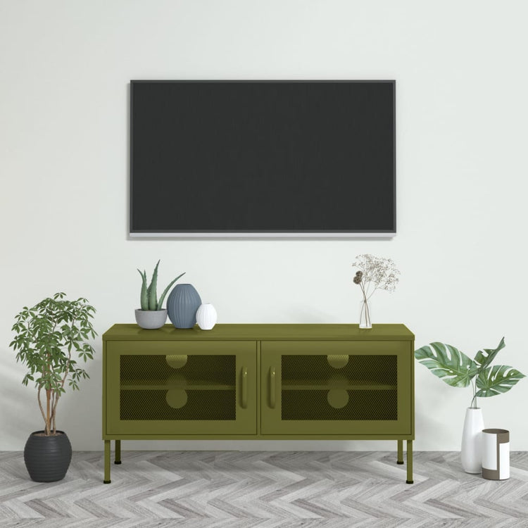 vidaXL TV Stand TV Unit Sideboard Home TV Console Media Unit Cupboard Steel-4