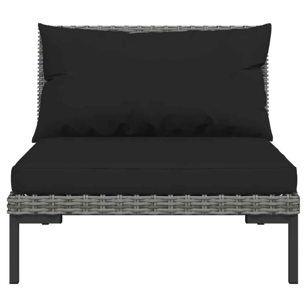 vidaXL 7 Piece Patio Lounge Set with Cushions Poly Rattan Dark Gray-2