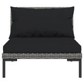 vidaXL 7 Piece Patio Lounge Set with Cushions Poly Rattan Dark Gray-2
