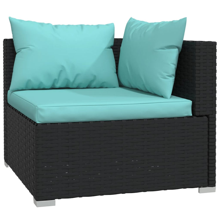 vidaXL 9 Piece Patio Lounge Set with Cushions Poly Rattan Black-1