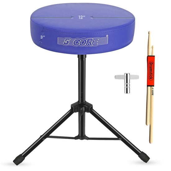 5 Core Drum Throne 3" Thick Padded Comfortable Guitar Stool Drummer Chair Adjustable Musician Seat-0