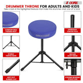 5 Core Drum Throne 3" Thick Padded Comfortable Guitar Stool Drummer Chair Adjustable Musician Seat-4